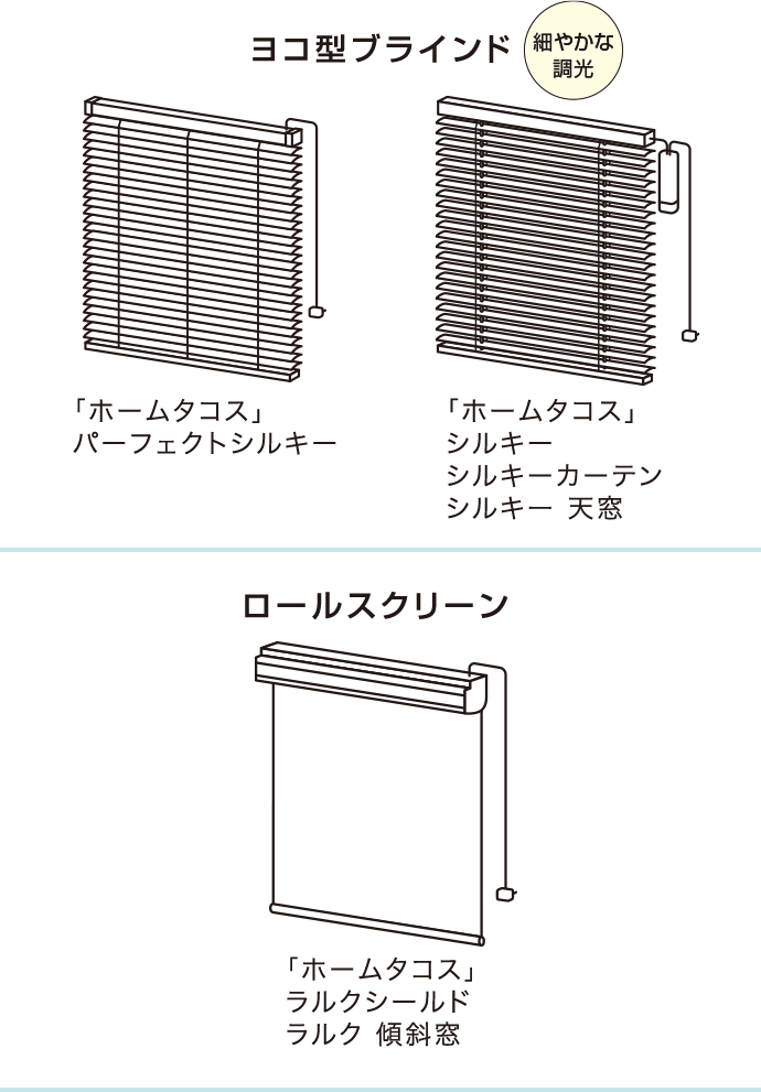 ヨコ型ブラインド・ロールスクリーン