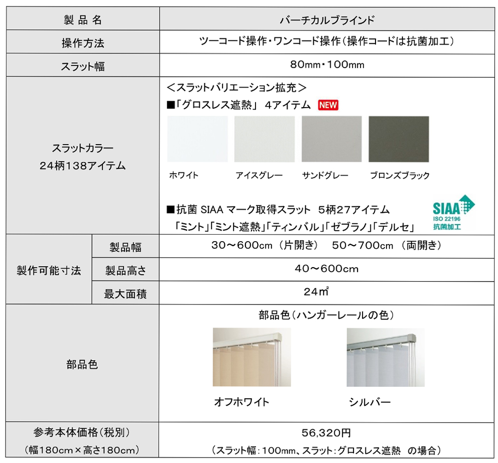 省エネ・抗菌への取り組みを強化タテ型ブラインド「バーチカル
